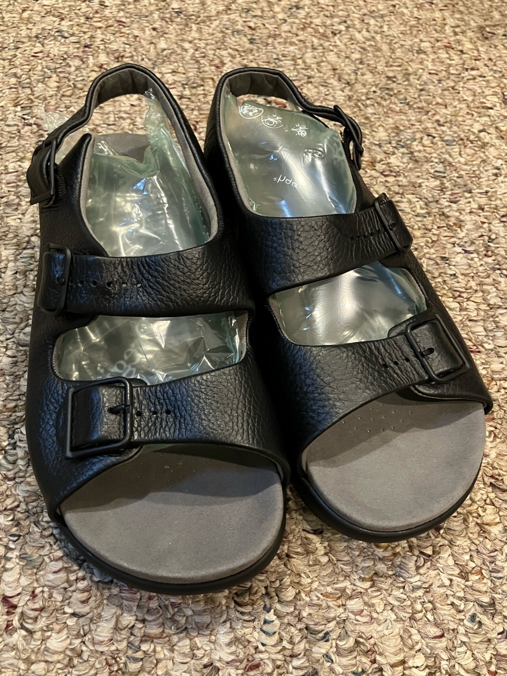 SAS Duo Sandal Black Leather Double Strap Adjustable Tripad Comfort Women's 8W - Picture 6 of 13
